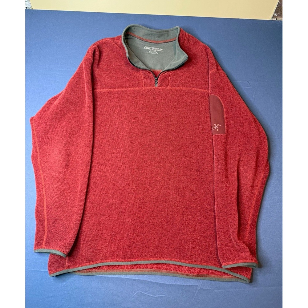 Arc'teryx Men's Red Fleece 1/4 Zip Mock Neck Sweatshirt Logo Size 2XL